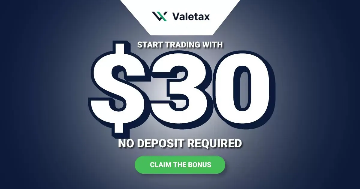ValeTax $30 No-Deposit Bonus for New Forex Traders