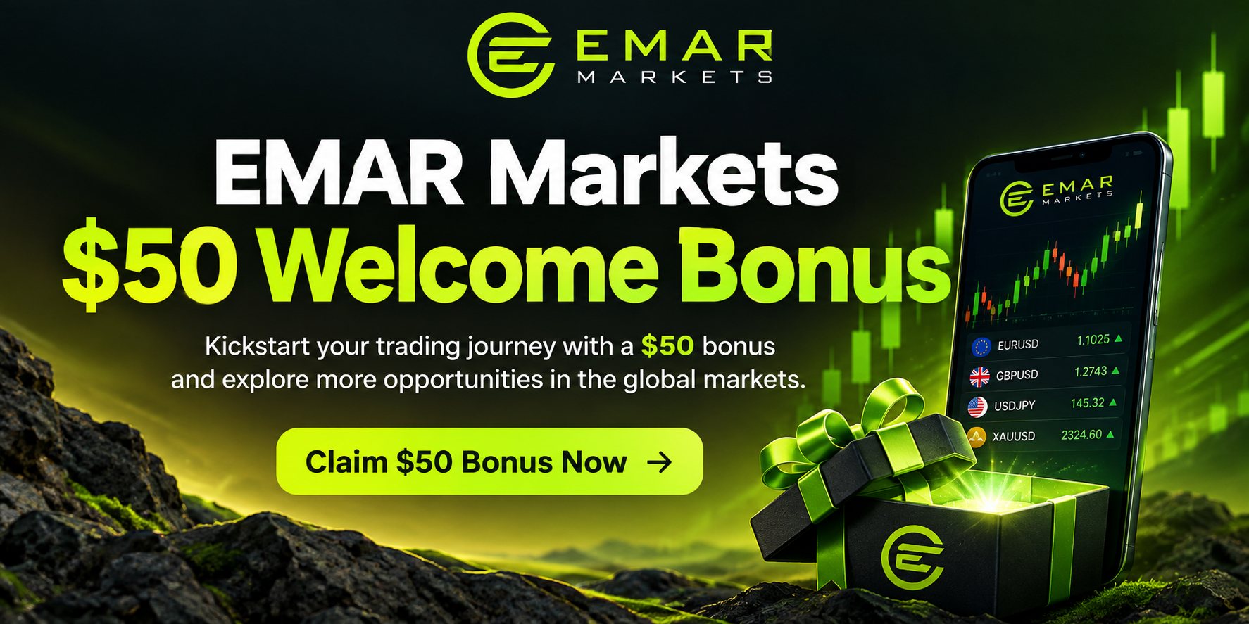 EMAR Markets offers a $50 Welcome Bonus for new traders
