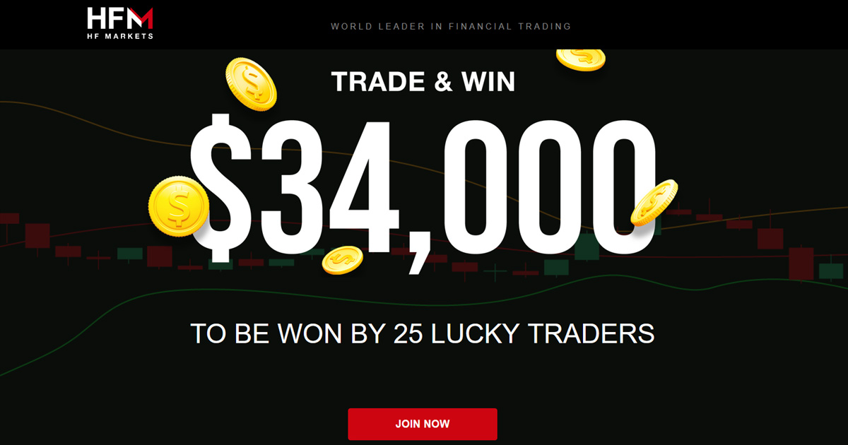 HFM is giving away $34,000 to 25 lucky traders who trade and win.