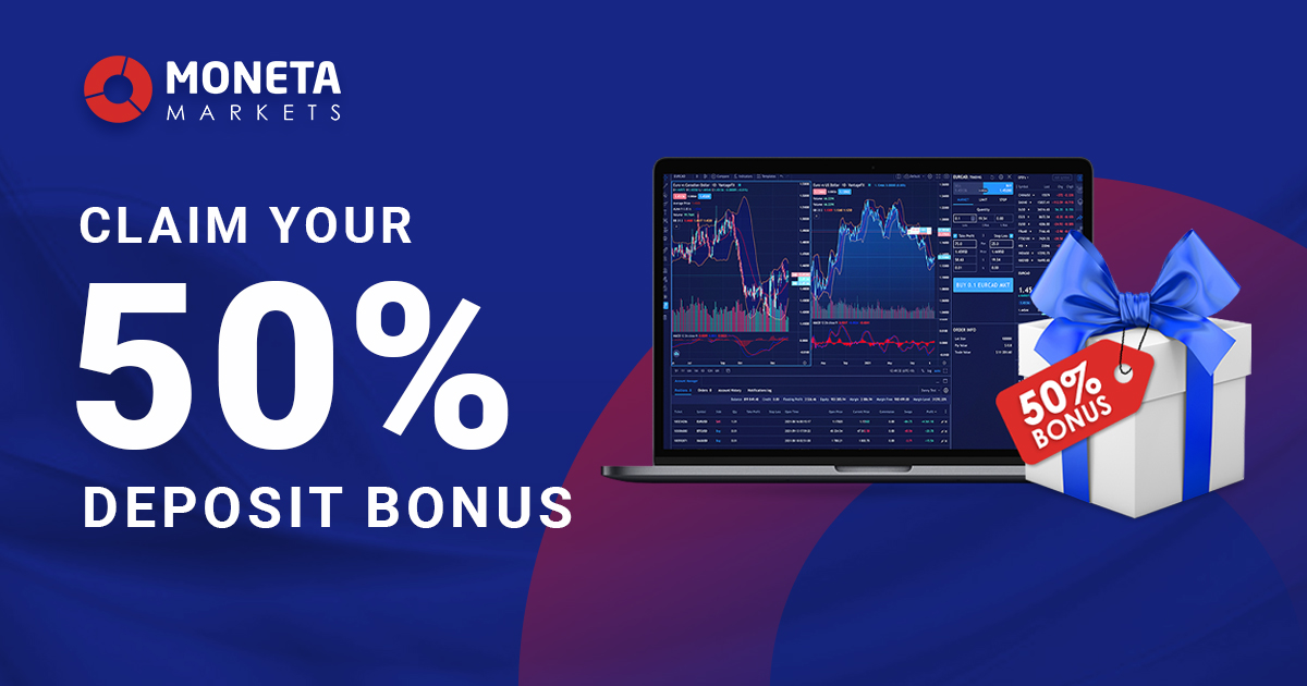 Moneta Markets offers a 50% deposit bonus.